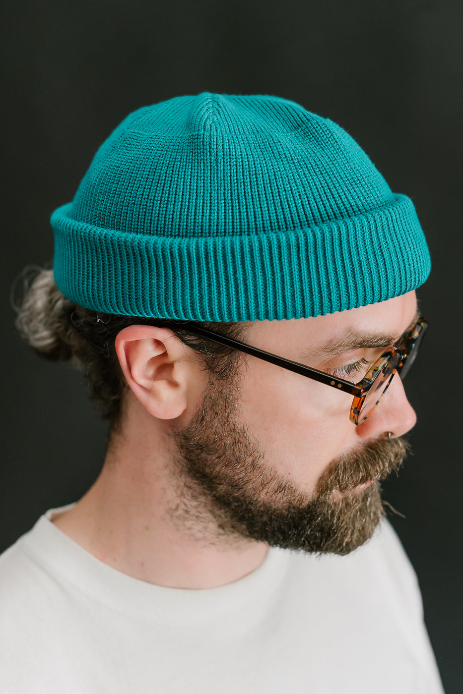 IHG-081-BLU - 100% Cotton Ribbed Beanie - Blue