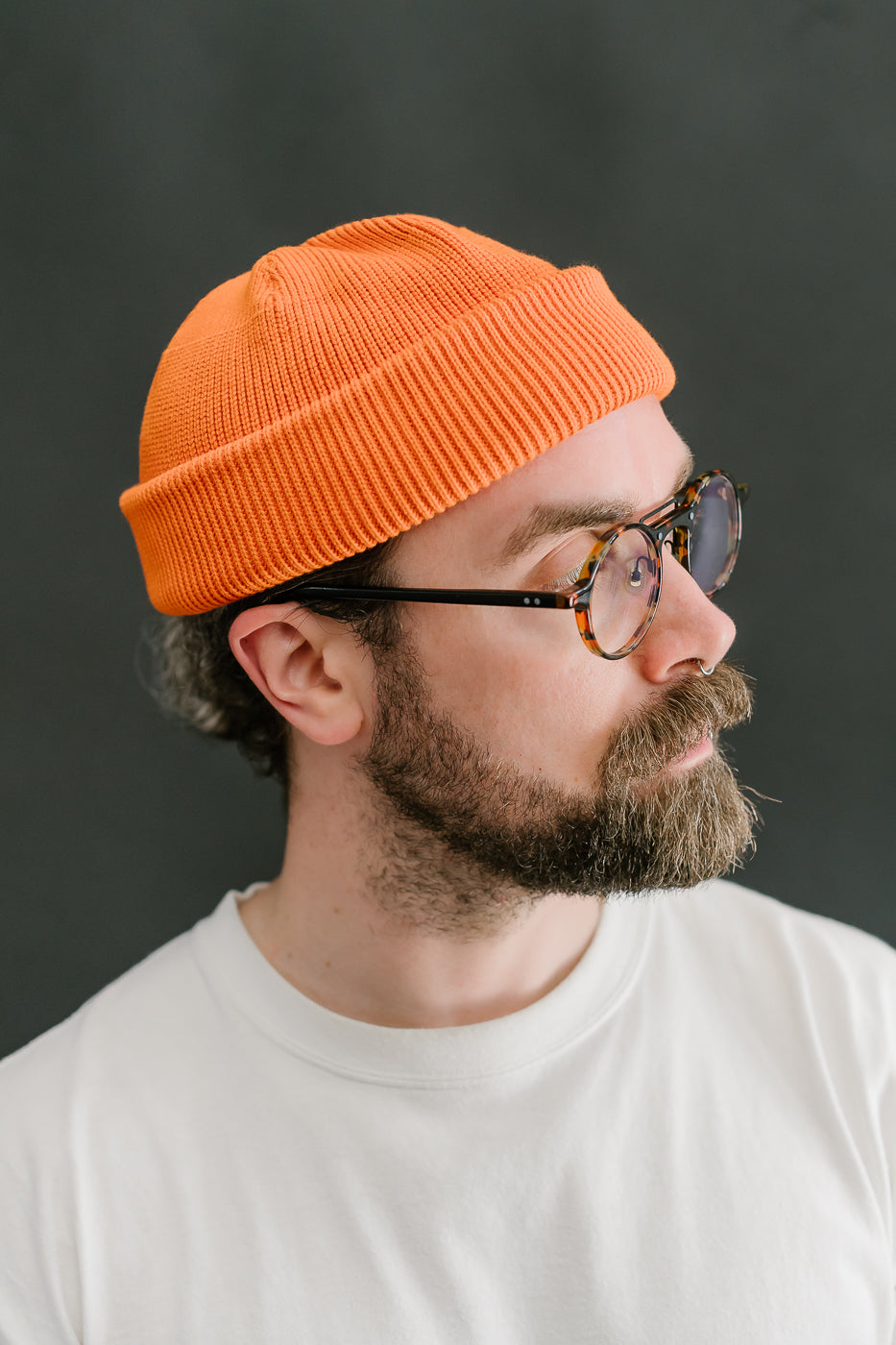 IHG-081-ORA - 100% Cotton Ribbed Beanie - Orange