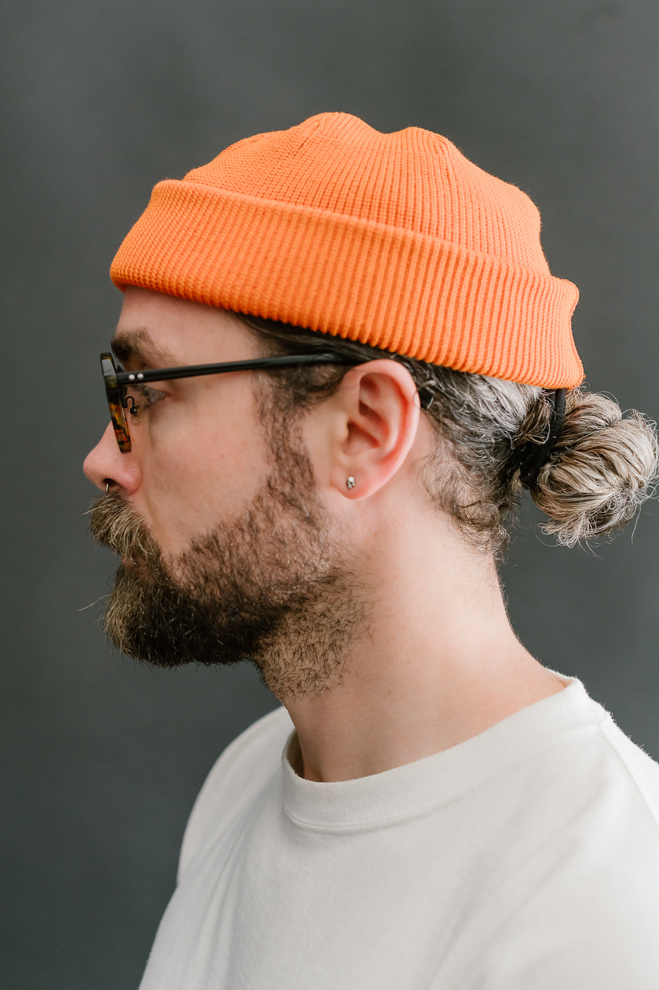 IHG-081-ORA - 100% Cotton Ribbed Beanie - Orange