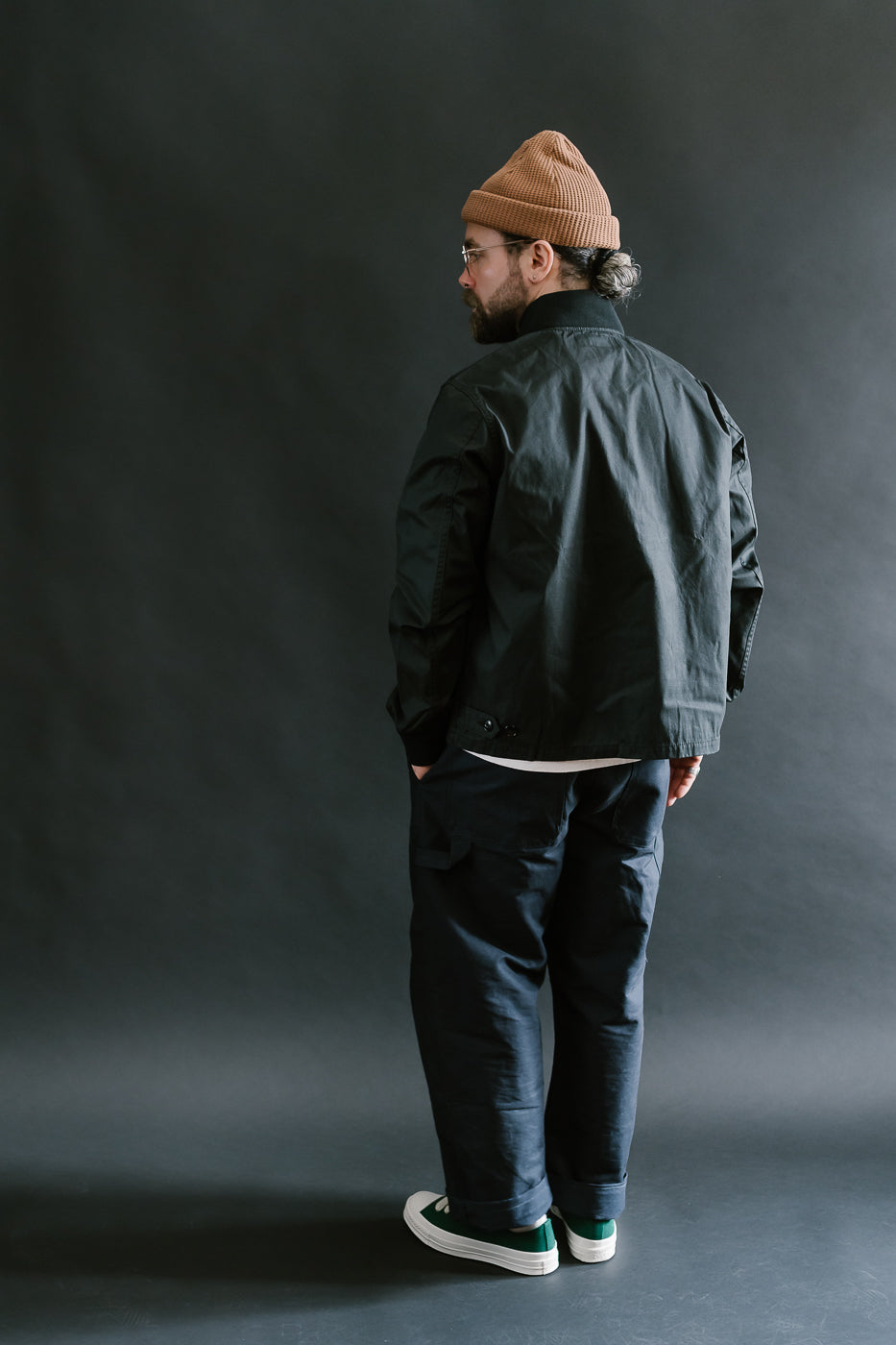 IHJ-145-BLK - 7oz Rubber Wax Coated Windbreaker - Black