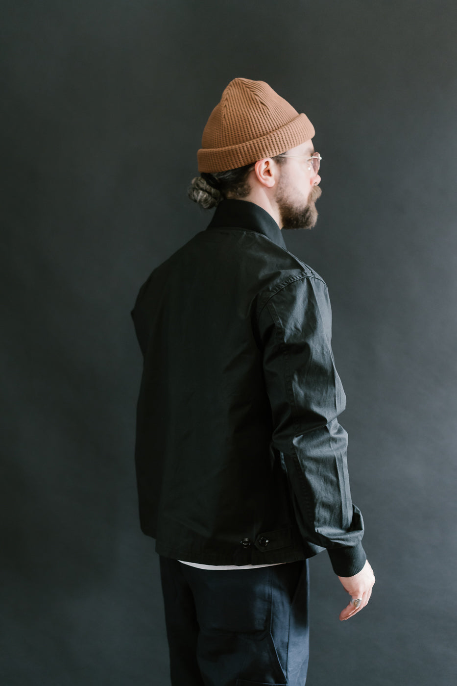 IHJ-145-BLK - 7oz Rubber Wax Coated Windbreaker - Black