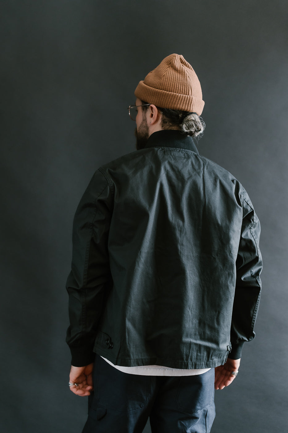 IHJ-145-BLK - 7oz Rubber Wax Coated Windbreaker - Black