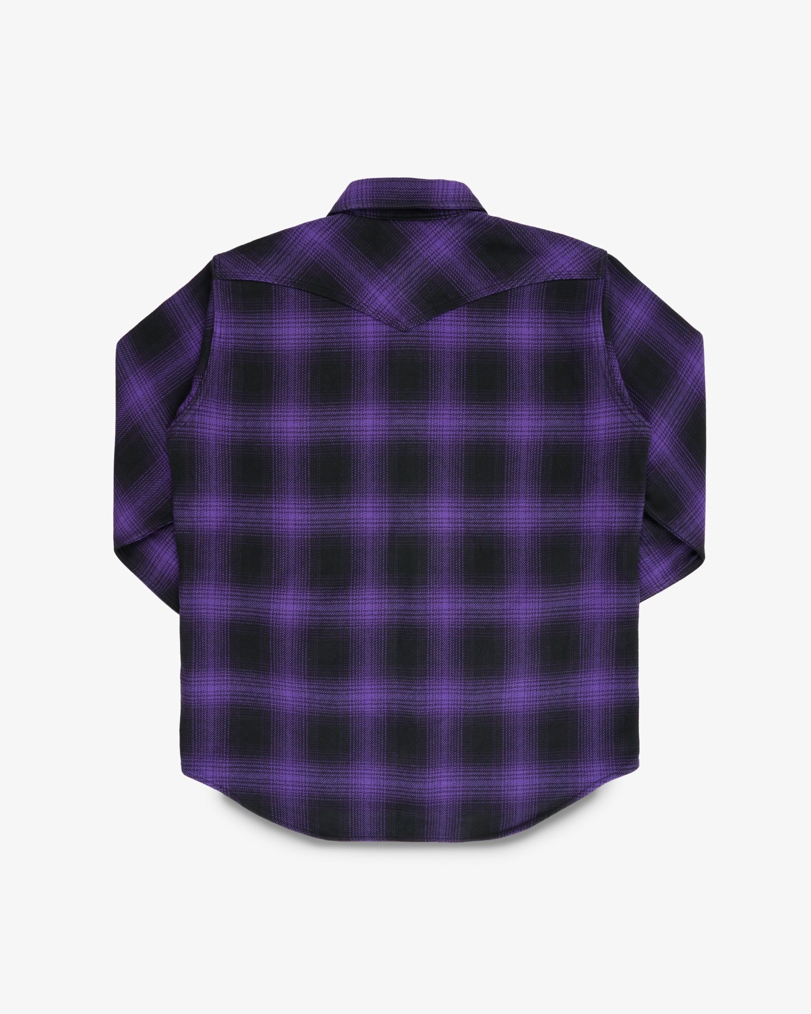 IHSH-264-PUR - Ultra Heavy Flannel Ombré Check Western Shirt - Purple/Black