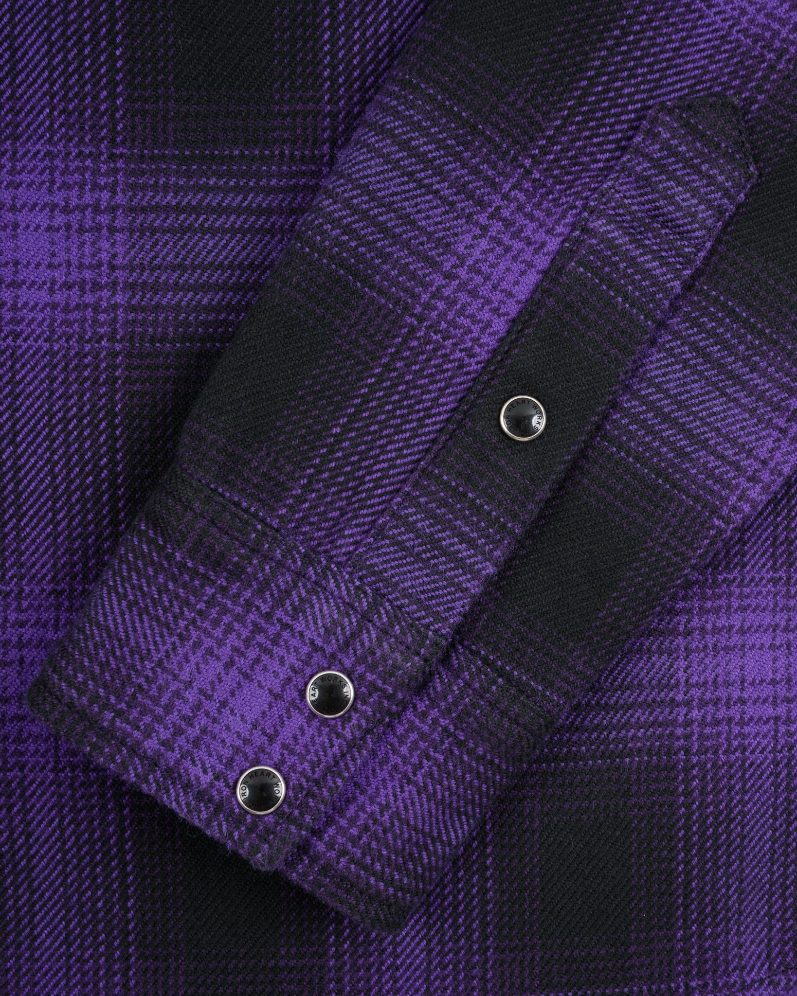 IHSH-264-PUR - Ultra Heavy Flannel Ombré Check Western Shirt - Purple/Black