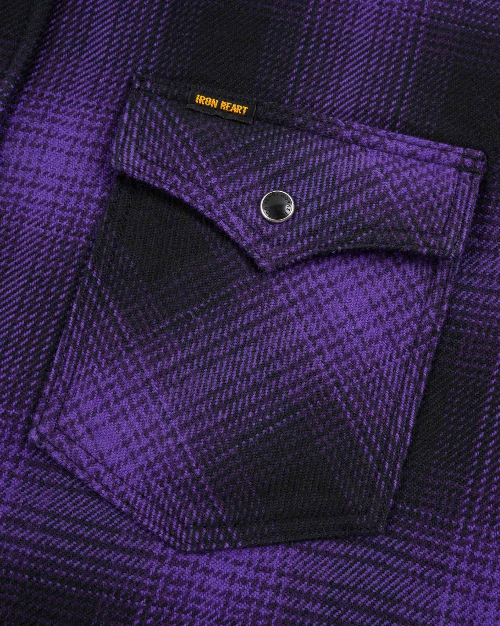 IHSH-264-PUR - Ultra Heavy Flannel Ombré Check Western Shirt - Purple/Black