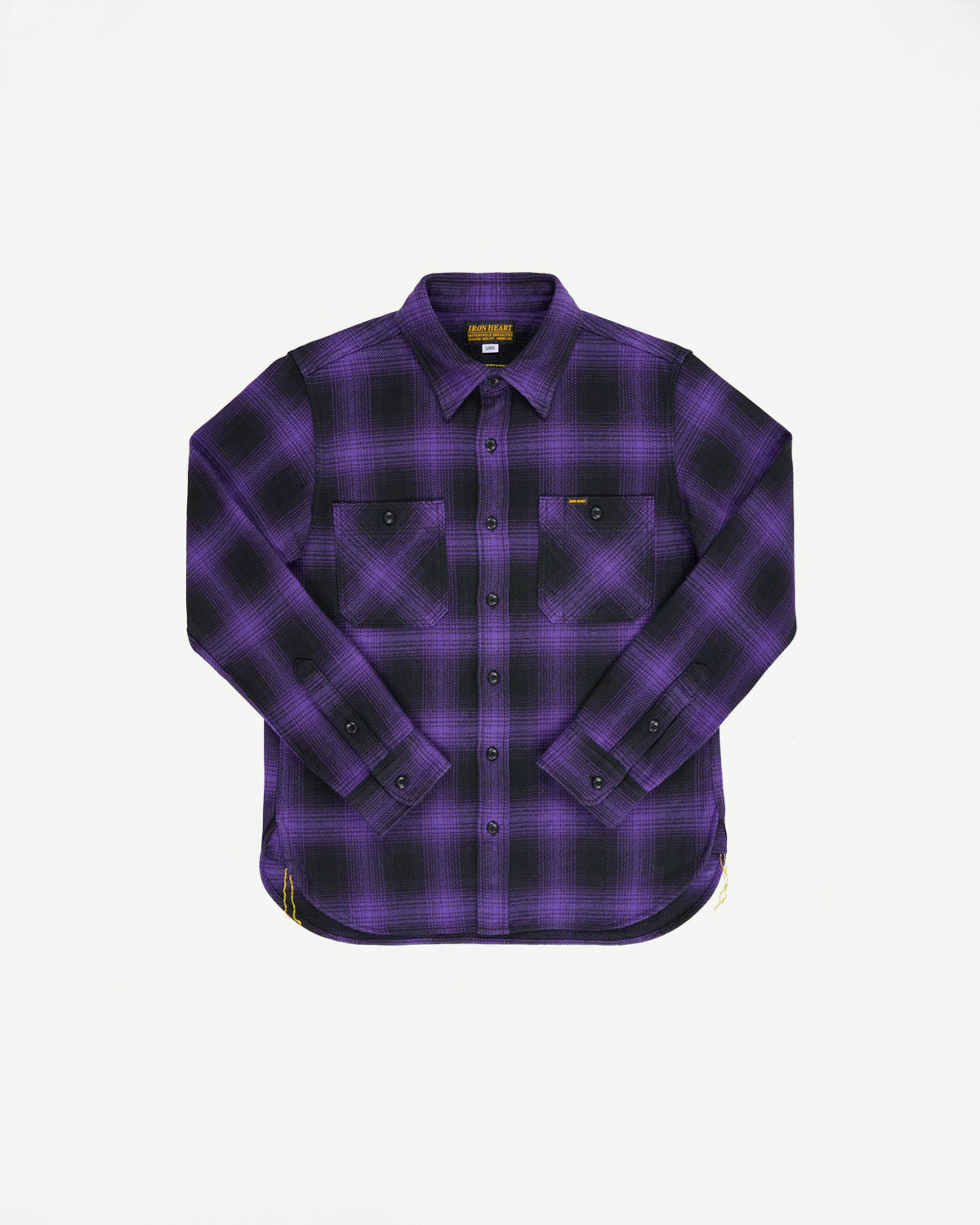 IHSH-265-PUR - Ultra Heavy Flannel Ombré Check Work Shirt - Purple/Black