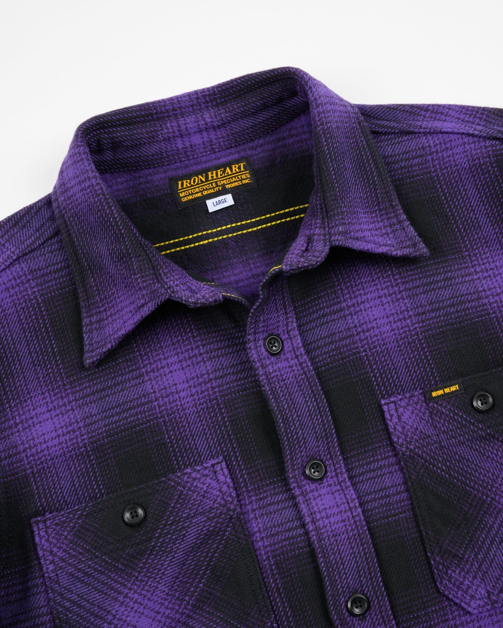 IHSH-265-PUR - Ultra Heavy Flannel Ombré Check Work Shirt - Purple/Black