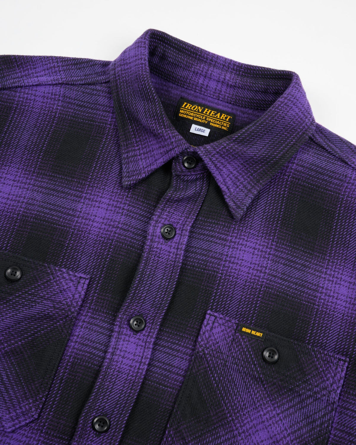 black and purple dress shirt IHSH-265-PUR - Ultra Heavy Flannel Ombré Check Work Shirt - Purple/Bla main image 0
