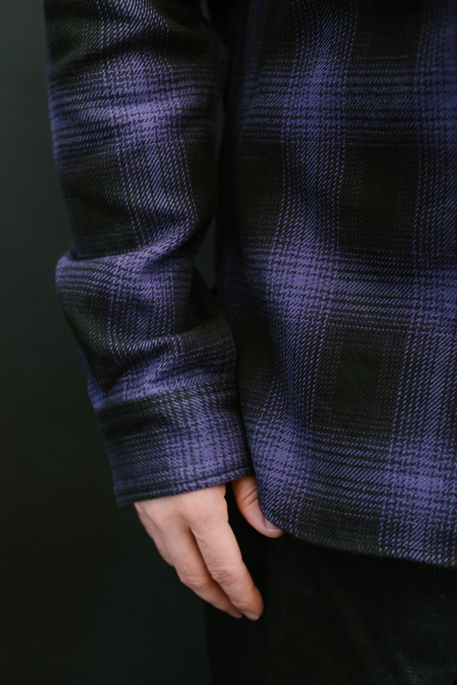 IHSH-265-PUR - Ultra Heavy Flannel Ombré Check Work Shirt - Purple/Black