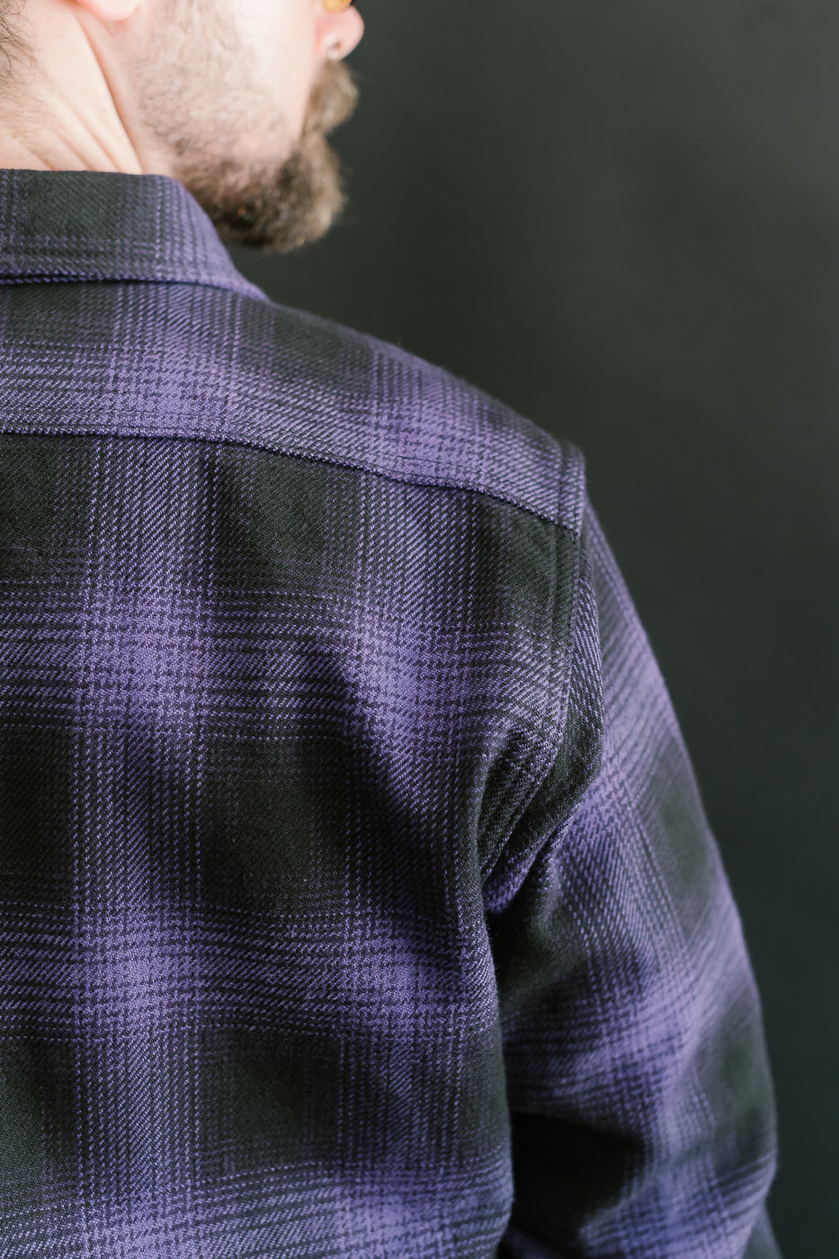 IHSH-265-PUR - Ultra Heavy Flannel Ombré Check Work Shirt - Purple/Black