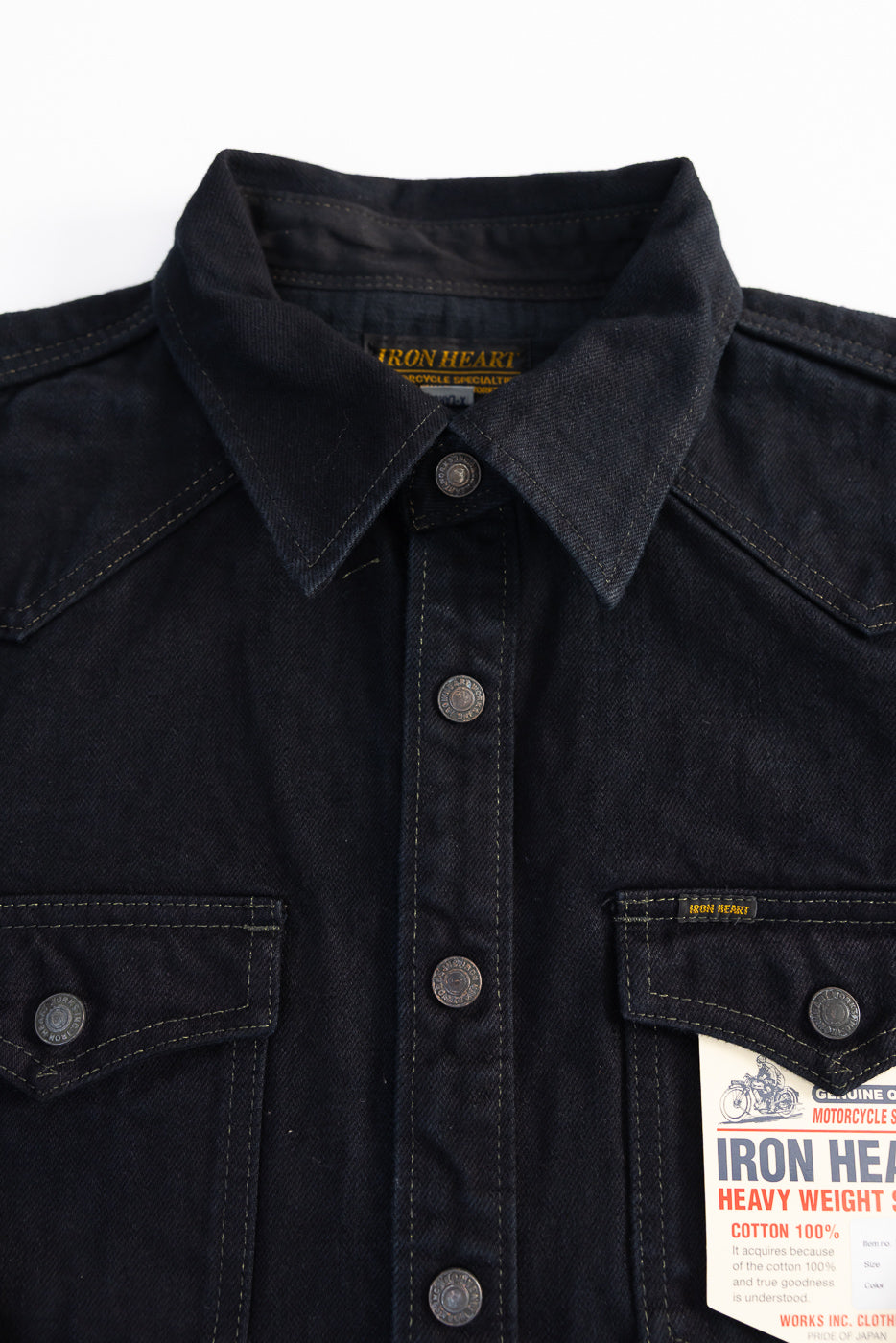 トップス Samaritan M IHSH-293-OD - 18oz Vintage Selvedge Denim CPO Shirt - Indigo
