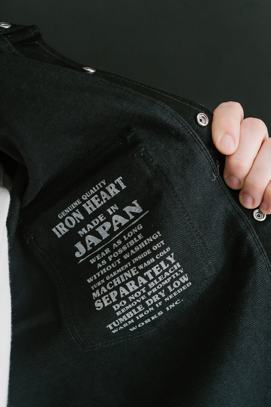 IHSH-295-BB - 14oz Selvedge Denim Western Shirt - Black, Black