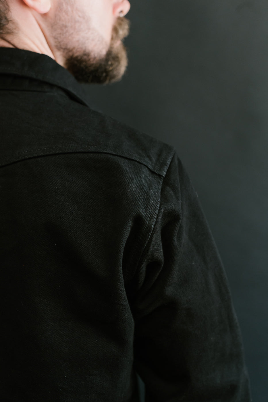 IHSH-295-BB - 14oz Selvedge Denim Western Shirt - Black, Black