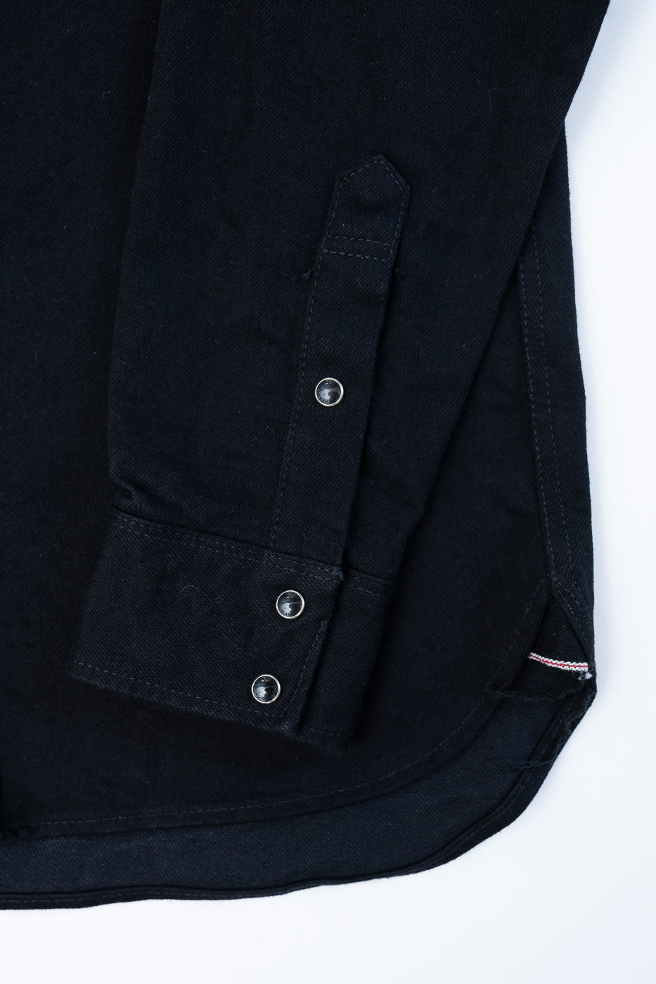 IHSH-295-BB - 14oz Selvedge Denim Western Shirt - Black, Black