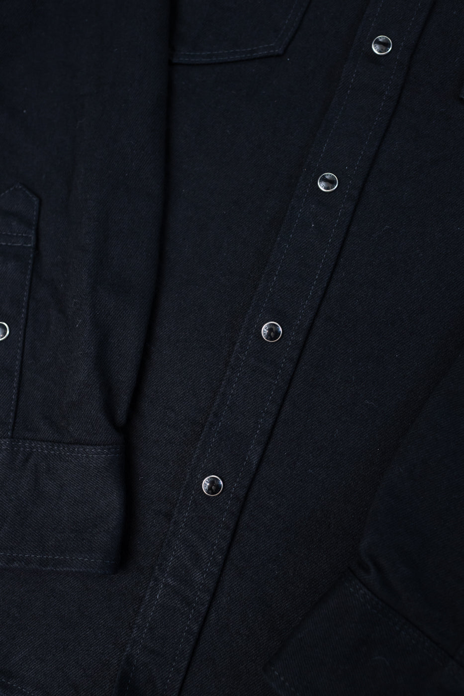 IHSH-295-BB - 14oz Selvedge Denim Western Shirt - Black, Black
