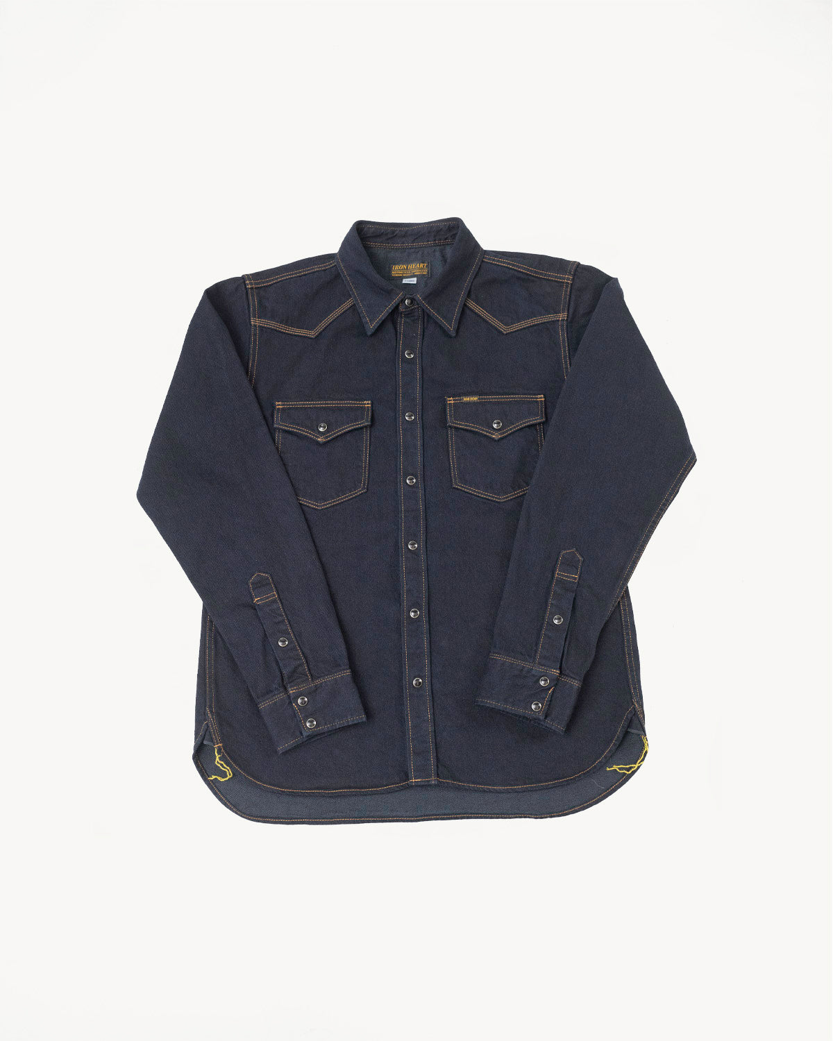 IHSH-33-OD - 12oz Selvedge Denim Western - Indigo Overdyed Black