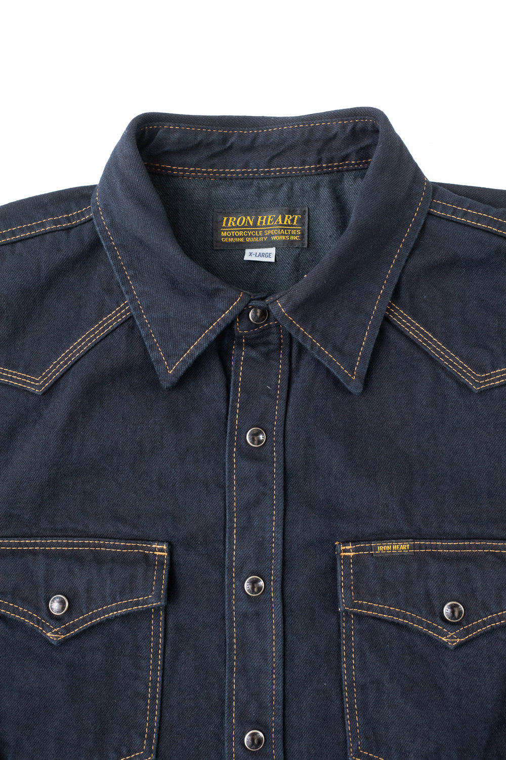 IHSH-33-OD - 12oz Selvedge Denim Western - Indigo Overdyed Black