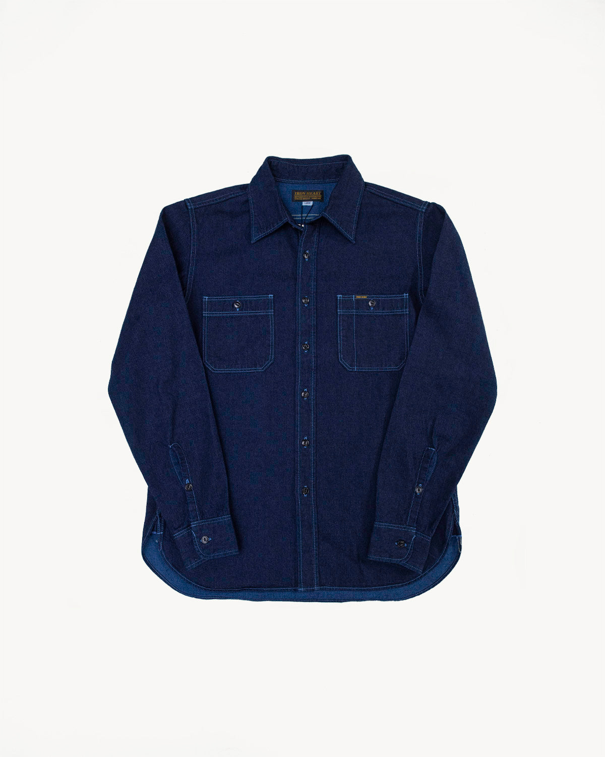 IHSH-353-BLU - 10oz Selvedge Denim Work Shirt - Indigo Overdyed Blue