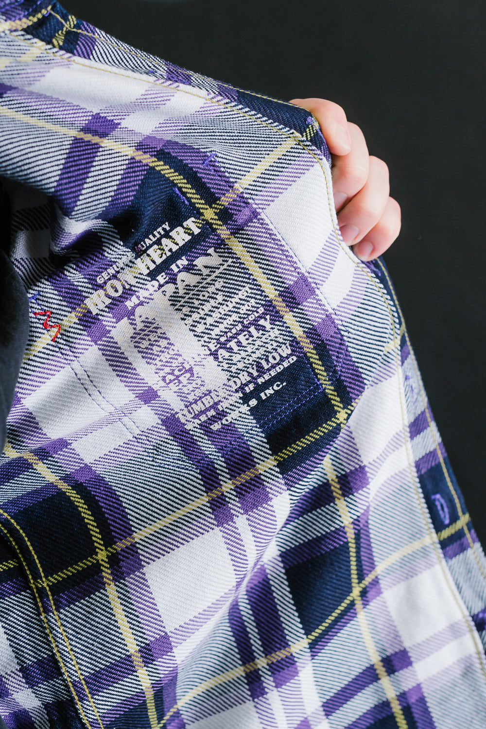 IHSH-382-PUR - 9oz Selvedge American Check Work Shirt - Purple