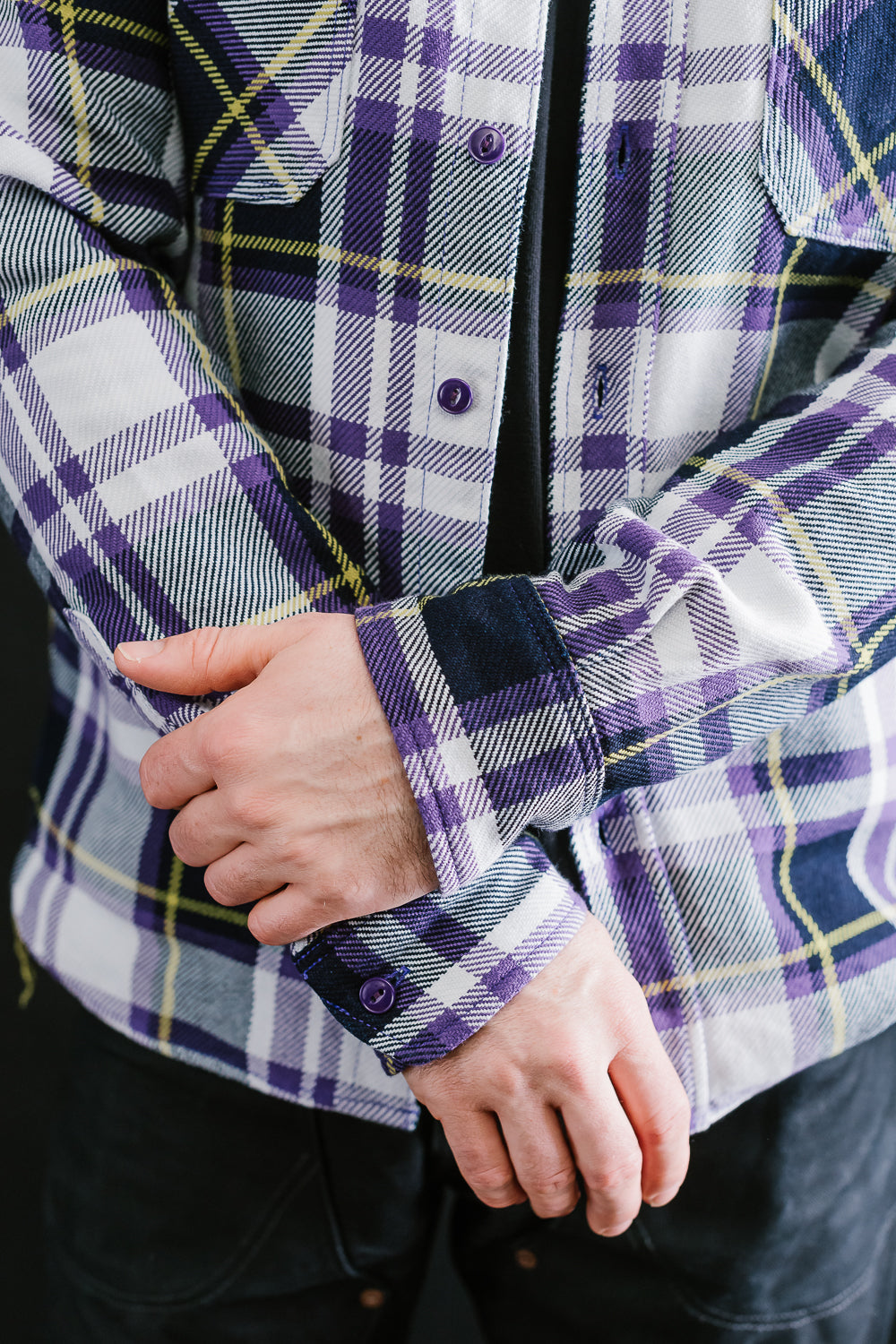 IHSH-382-PUR - 9oz Selvedge American Check Work Shirt - Purple
