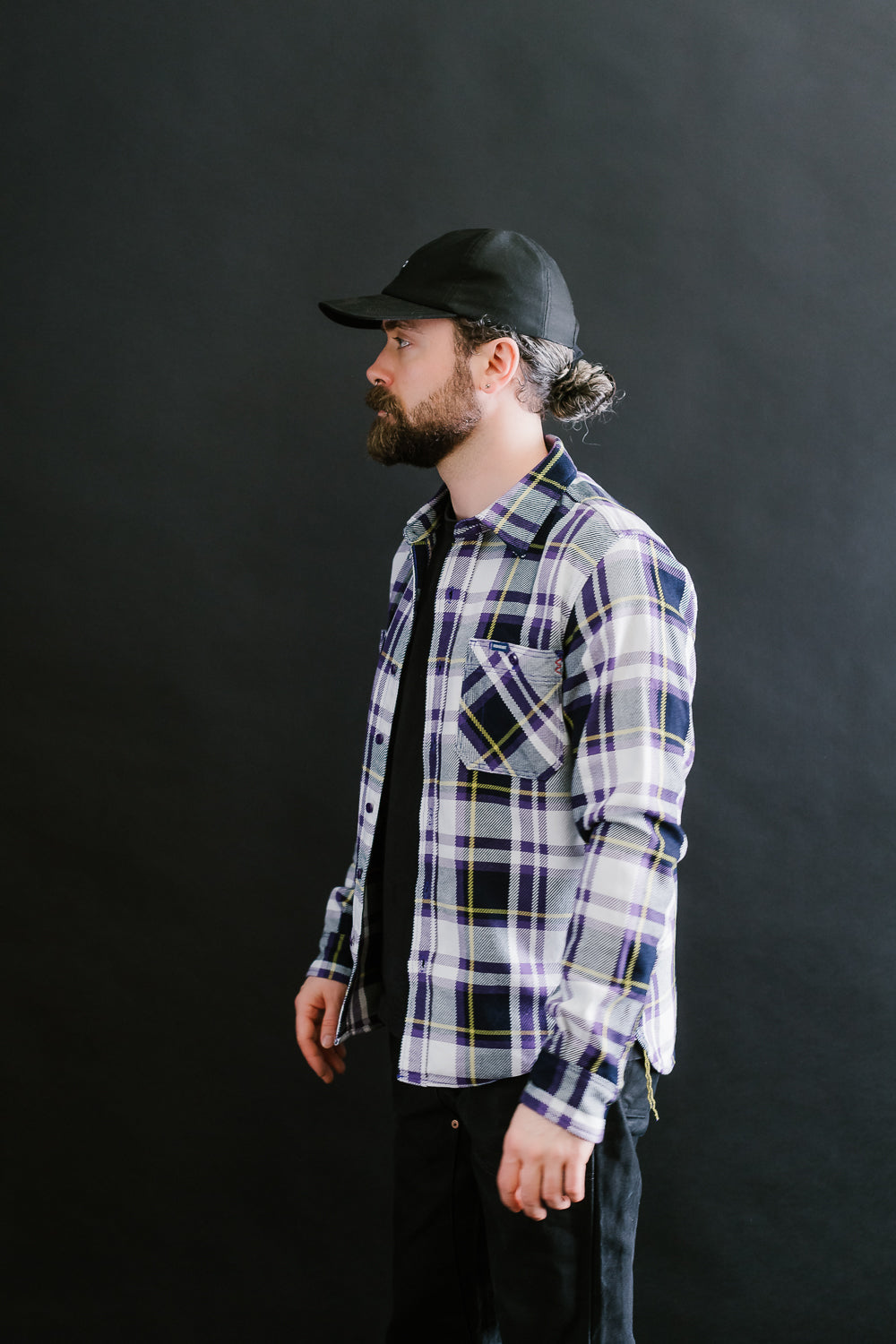 IHSH-382-PUR - 9oz Selvedge American Check Work Shirt - Purple