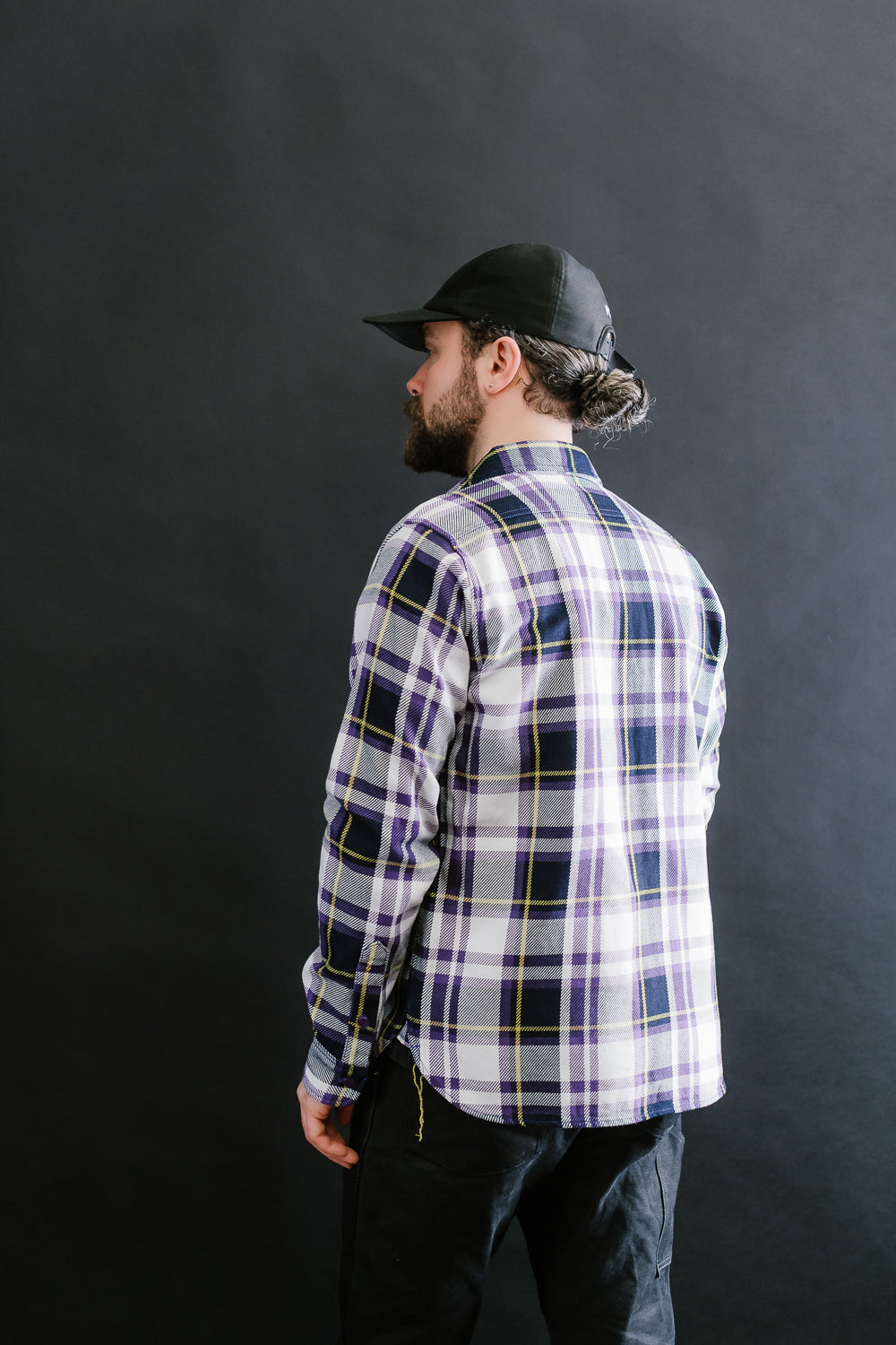IHSH-382-PUR - 9oz Selvedge American Check Work Shirt - Purple
