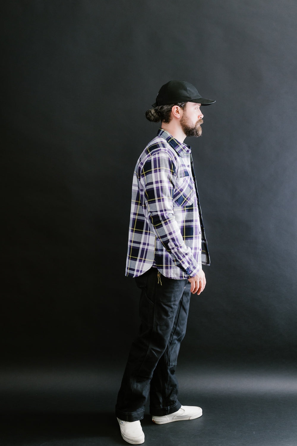 IHSH-382-PUR - 9oz Selvedge American Check Work Shirt - Purple