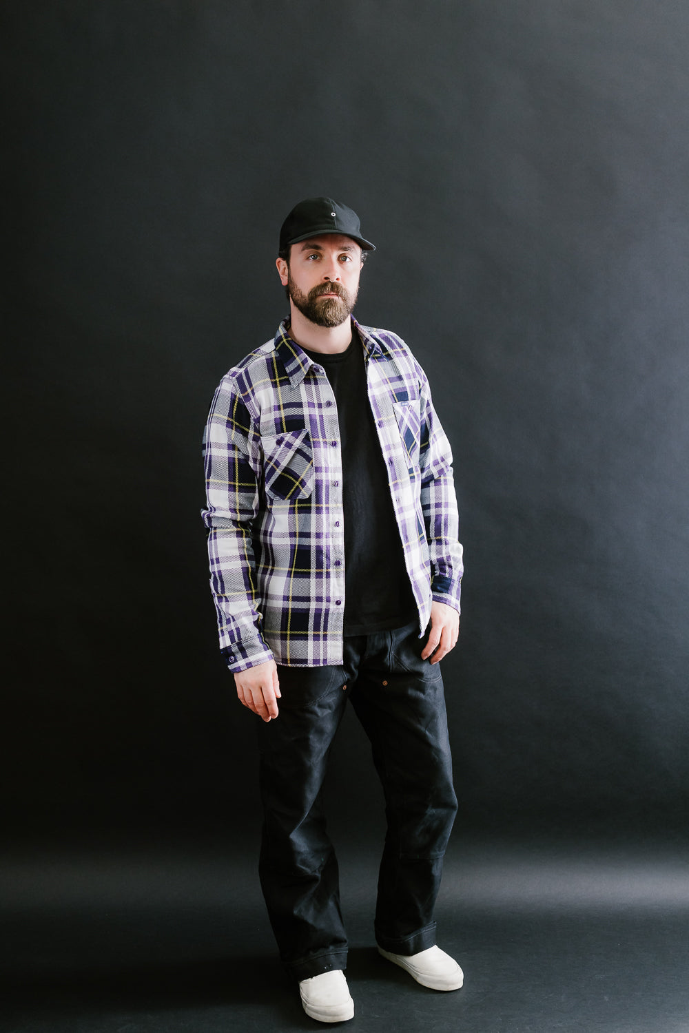 IHSH-382-PUR - 9oz Selvedge American Check Work Shirt - Purple
