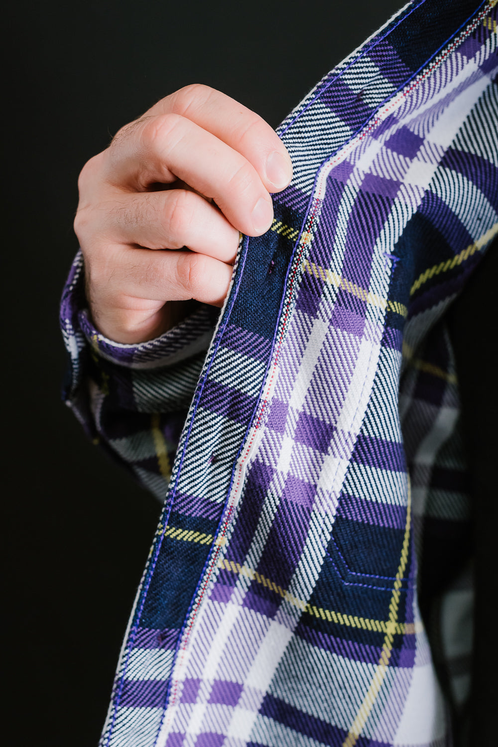 IHSH-382-PUR - 9oz Selvedge American Check Work Shirt - Purple