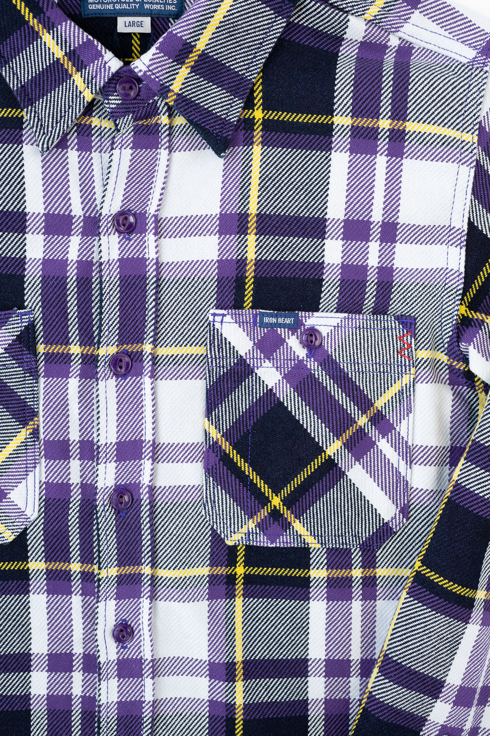 IHSH-382-PUR - 9oz Selvedge American Check Work Shirt - Purple