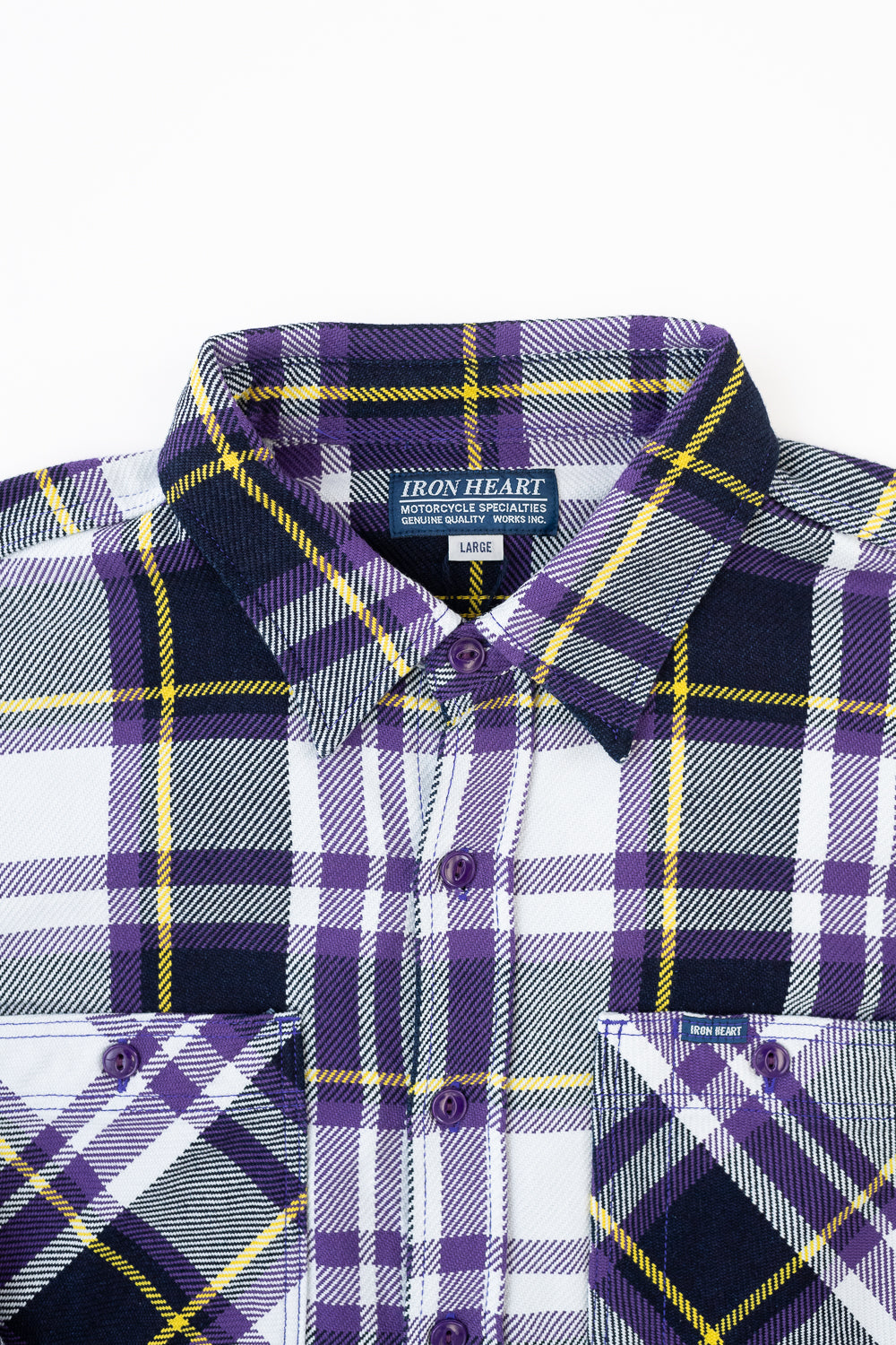 IHSH-382-PUR - 9oz Selvedge American Check Work Shirt - Purple