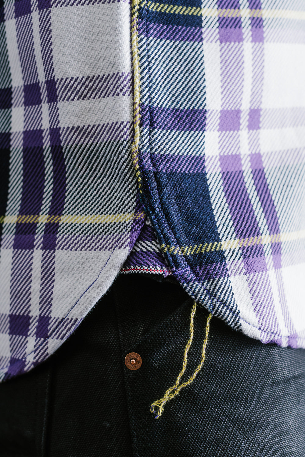 IHSH-382-PUR - 9oz Selvedge American Check Work Shirt - Purple