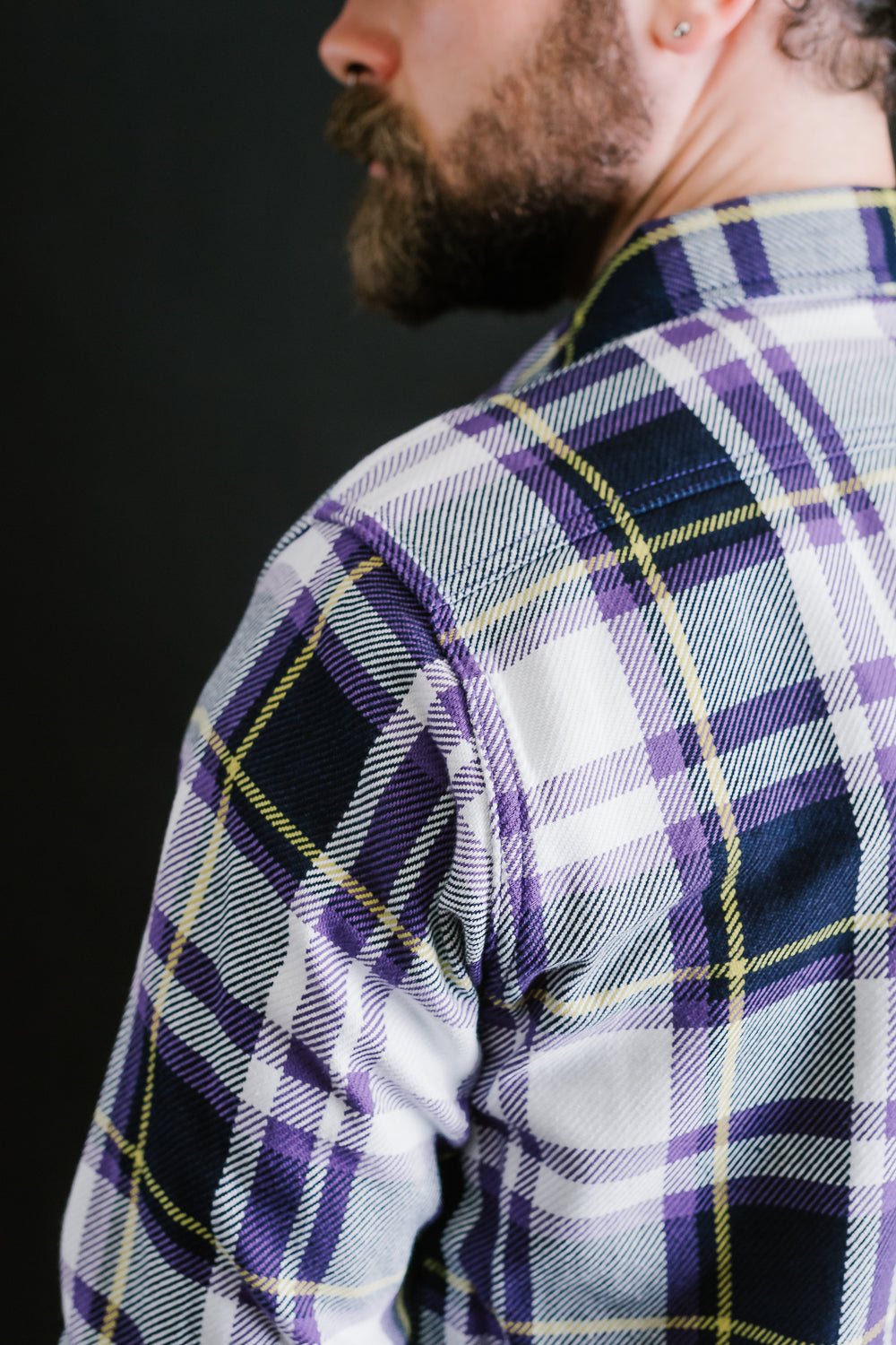 IHSH-382-PUR - 9oz Selvedge American Check Work Shirt - Purple