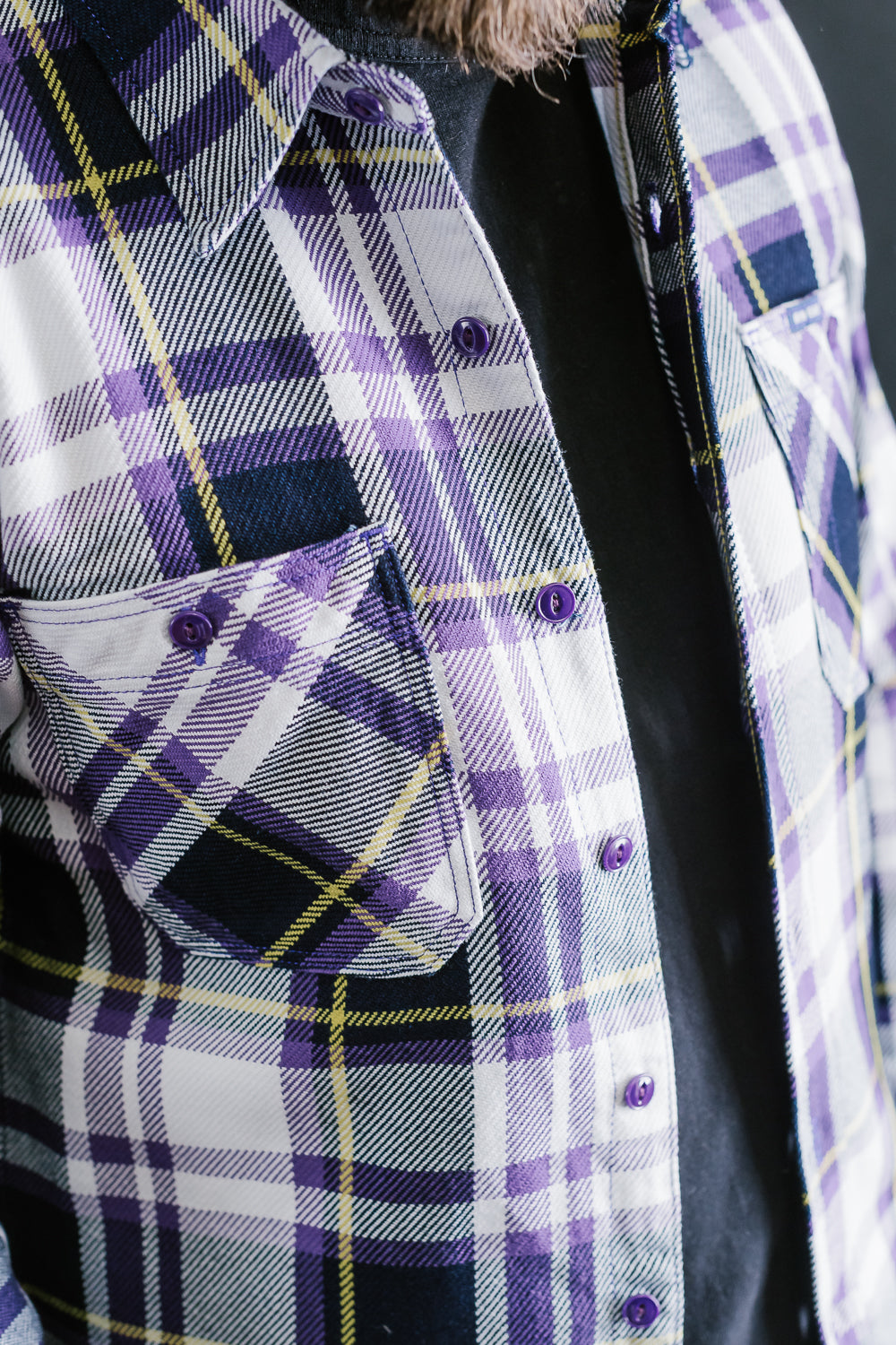 IHSH-382-PUR - 9oz Selvedge American Check Work Shirt - Purple