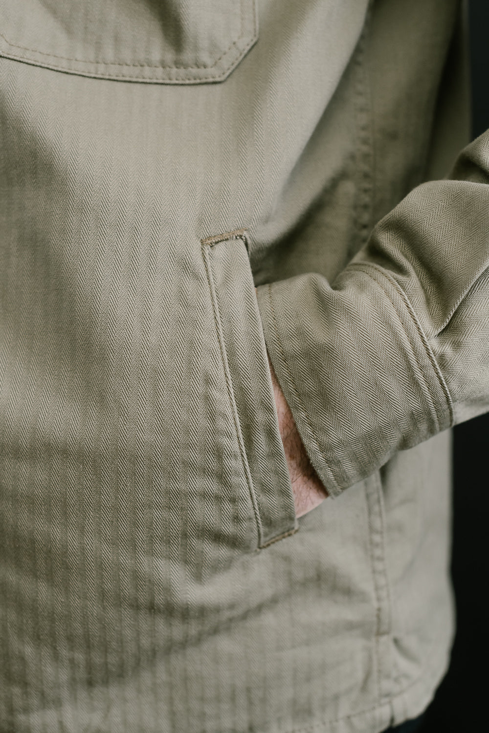 IHSH-385-BEI - 9oz Herringbone Military Shirt - Beige