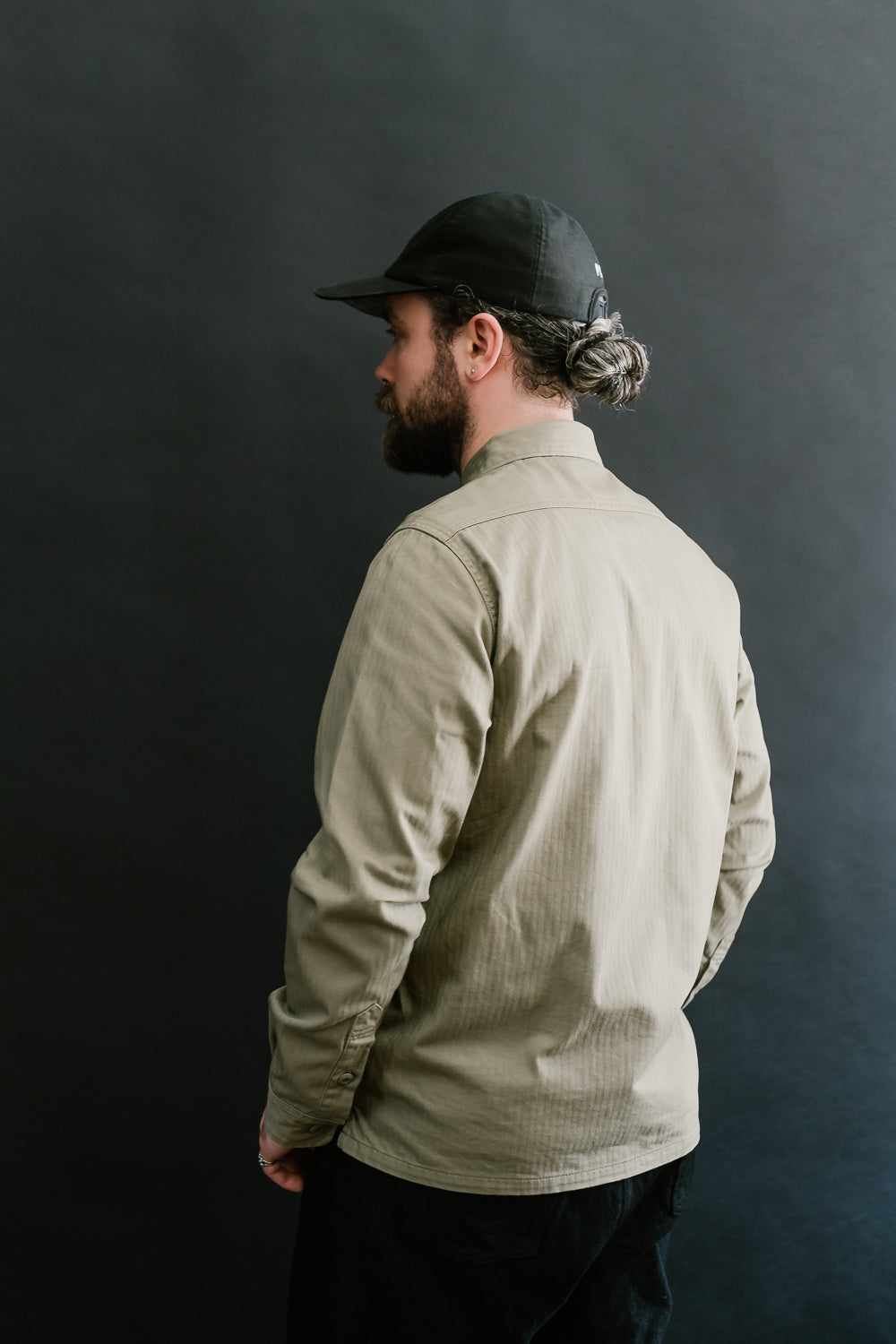 IHSH-385-BEI - 9oz Herringbone Military Shirt - Beige
