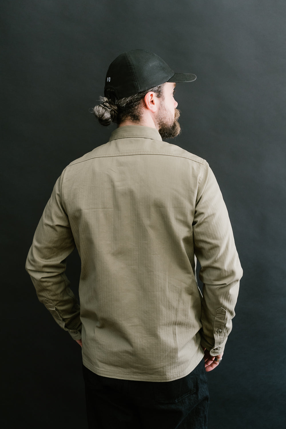 IHSH-385-BEI - 9oz Herringbone Military Shirt - Beige