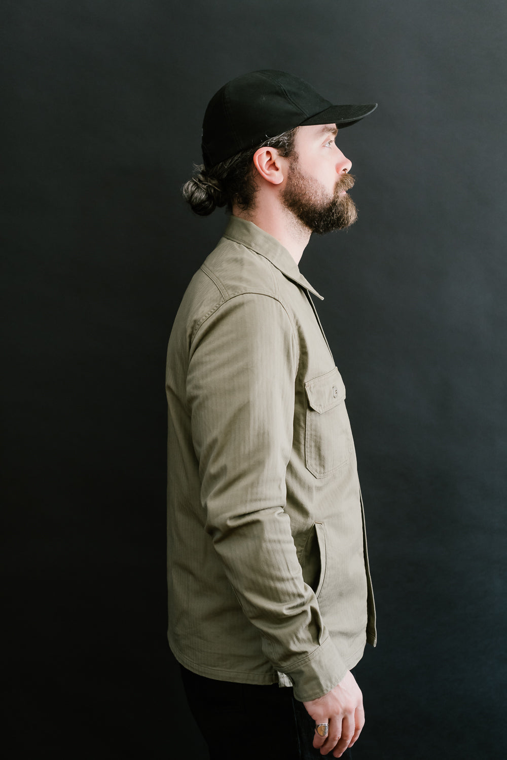 IHSH-385-BEI - 9oz Herringbone Military Shirt - Beige
