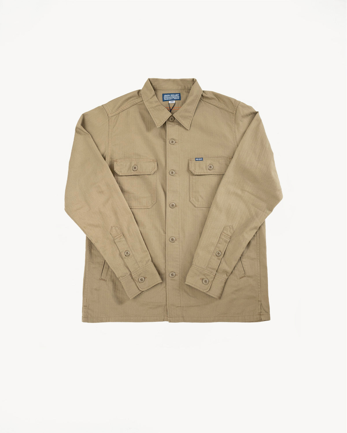 IHSH-385-BEI - 9oz Herringbone Military Shirt - Beige