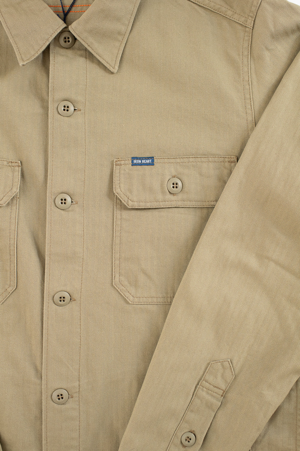 IHSH-385-BEI - 9oz Herringbone Military Shirt - Beige
