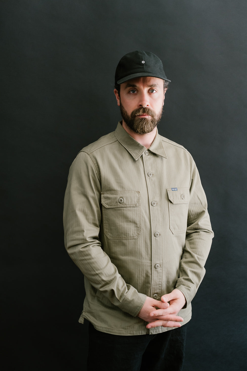 IHSH-385-BEI - 9oz Herringbone Military Shirt - Beige