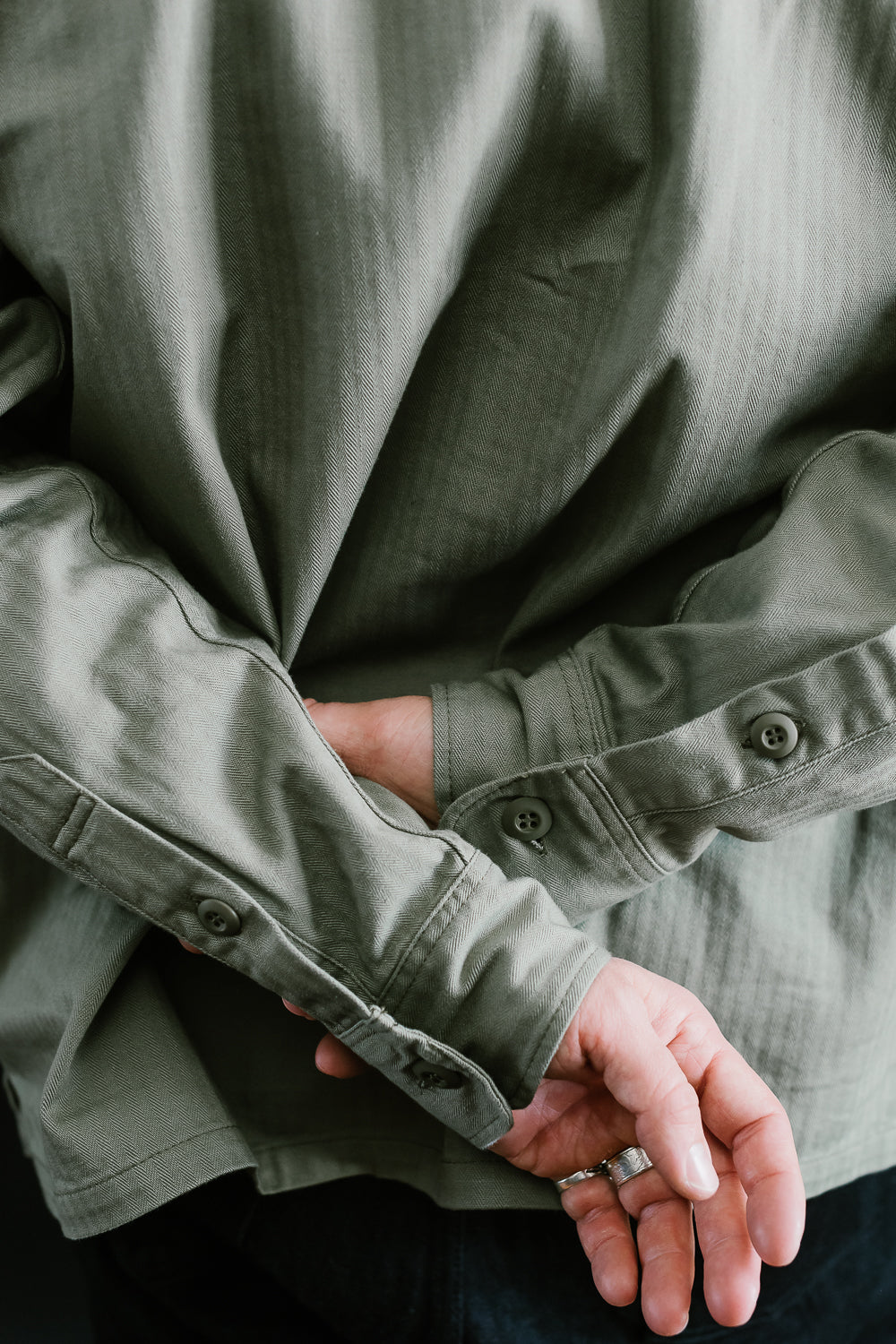 IHSH-385-ODG - 9oz Herringbone Military Shirt - Olive Drab Green