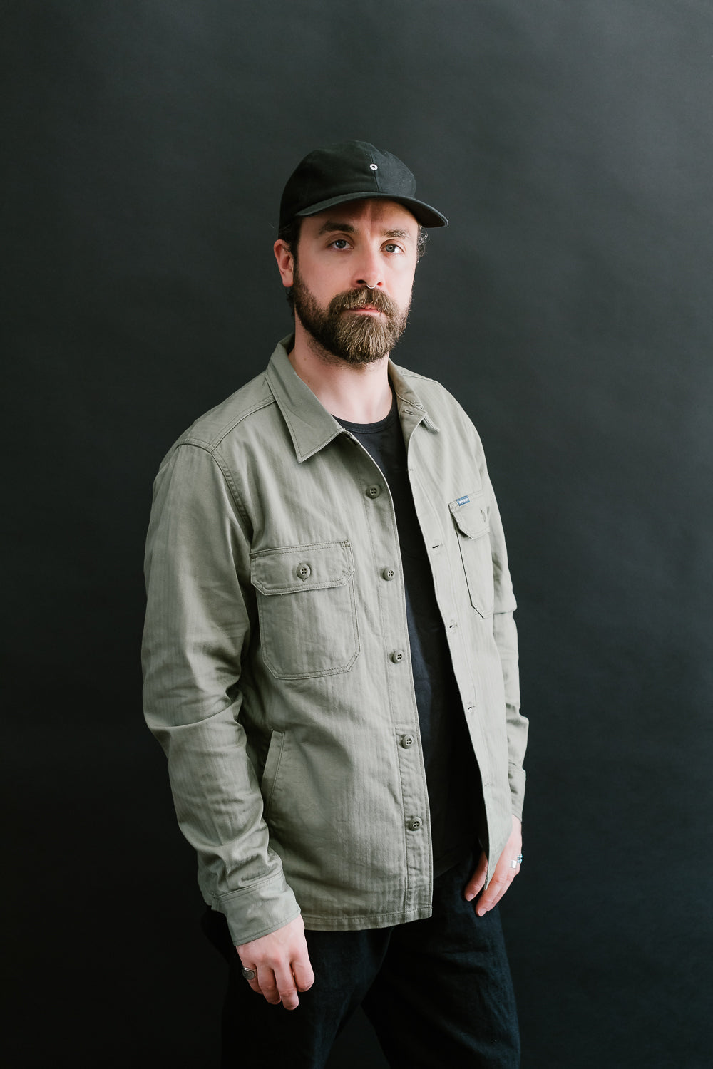 IHSH-385-ODG - 9oz Herringbone Military Shirt - Olive Drab Green