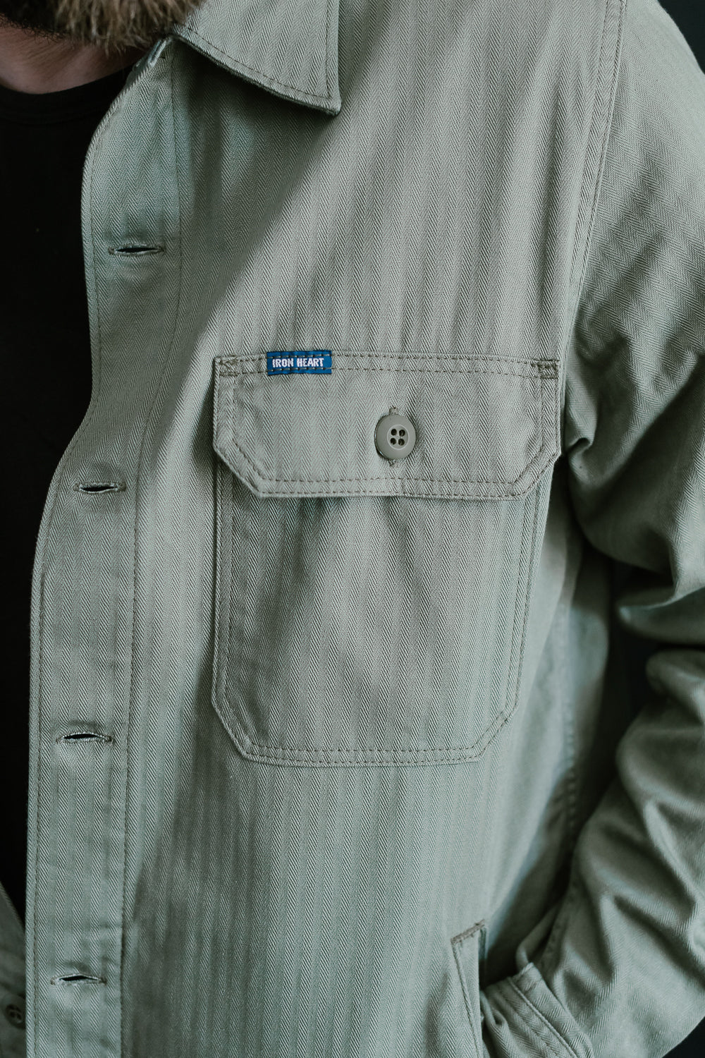 IHSH-385-ODG - 9oz Herringbone Military Shirt - Olive Drab Green
