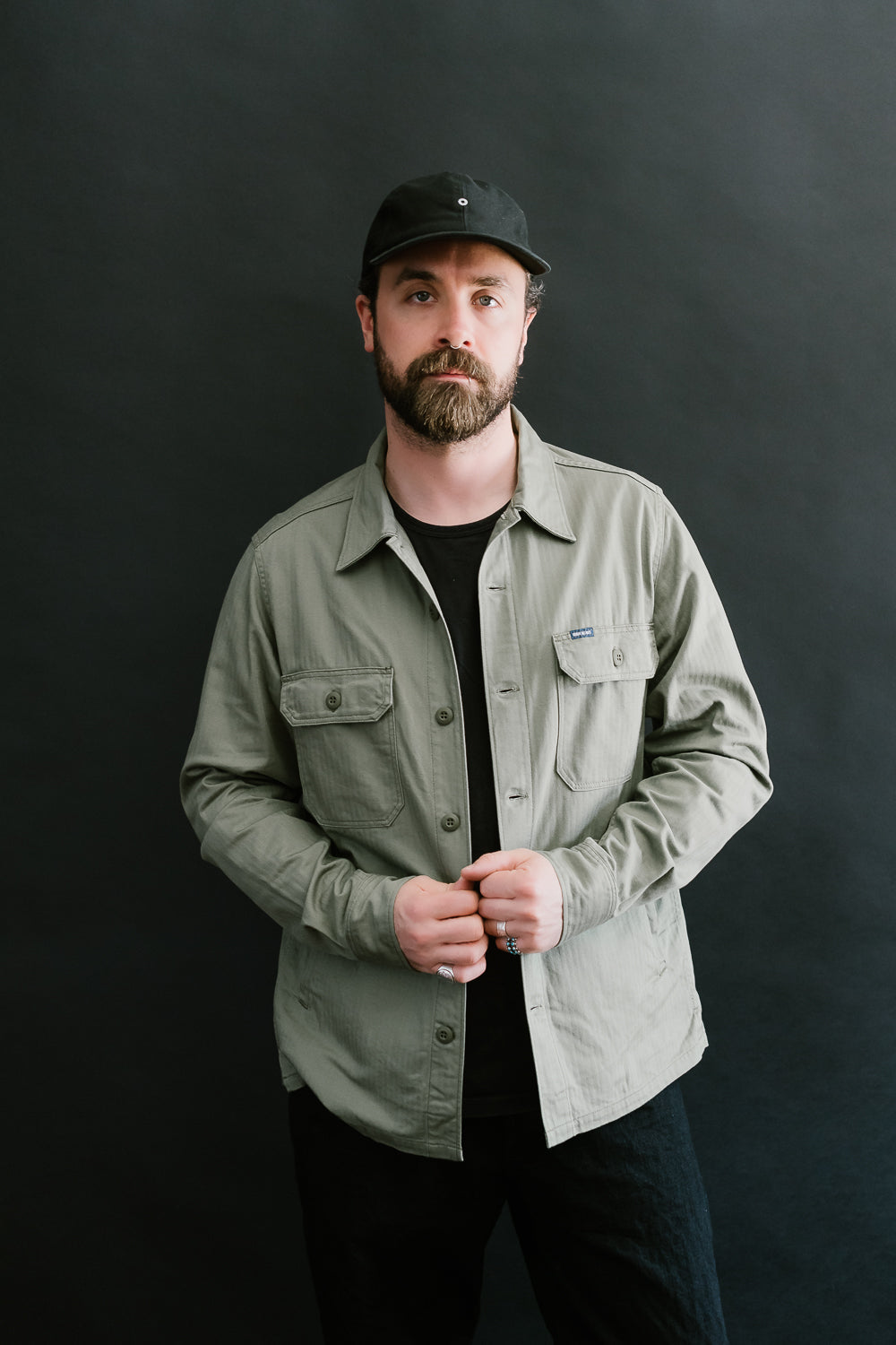 IHSH-385-ODG - 9oz Herringbone Military Shirt - Olive Drab Green