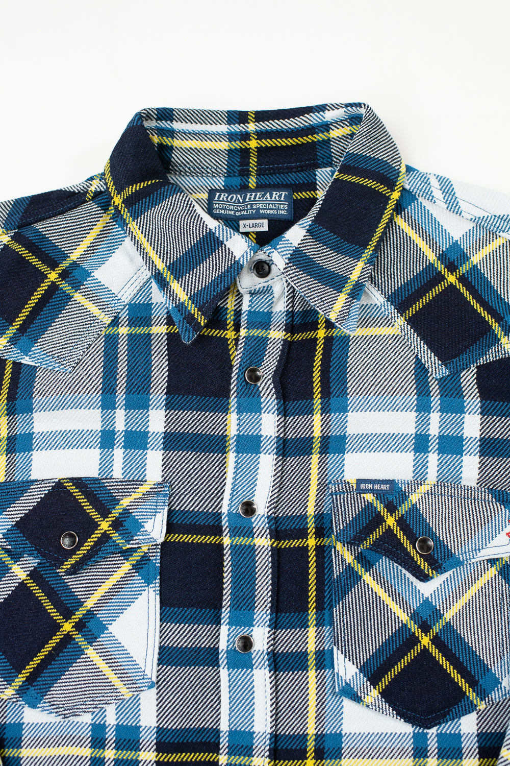 IHSH-390-BLU - 9oz Selvedge American Check Western Shirt - Blue