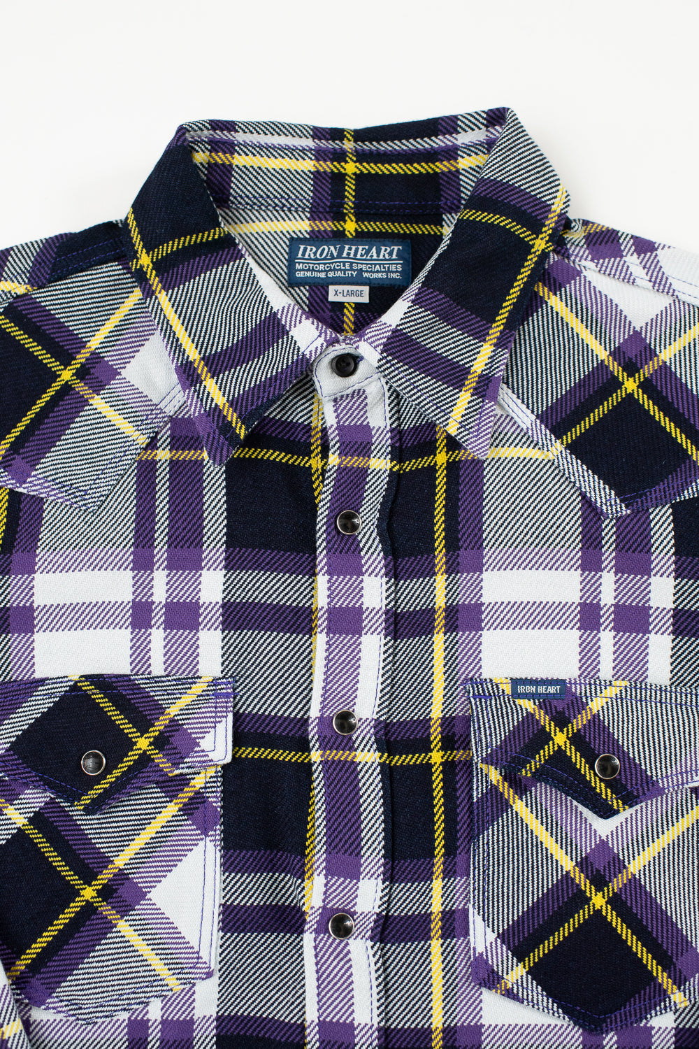 IHSH-390-PUR - 9oz Selvedge American Check Western Shirt - Purple