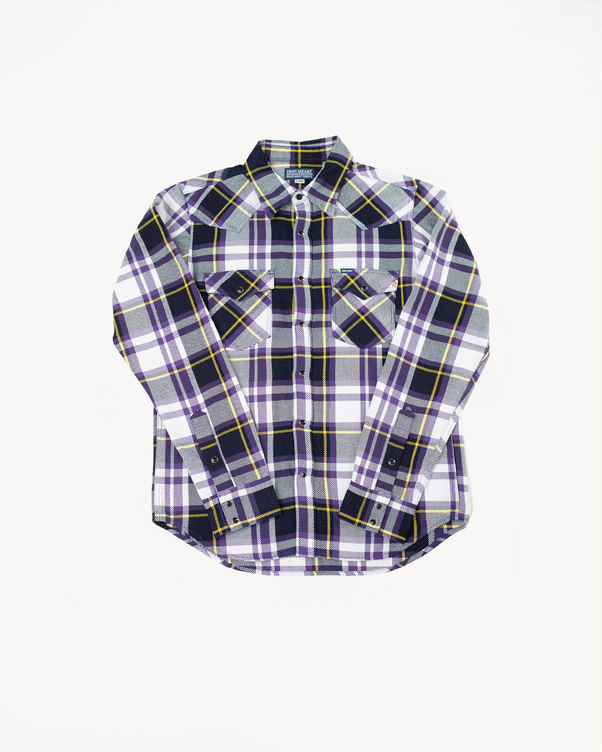 IHSH-390-PUR - 9oz Selvedge American Check Western Shirt - Purple