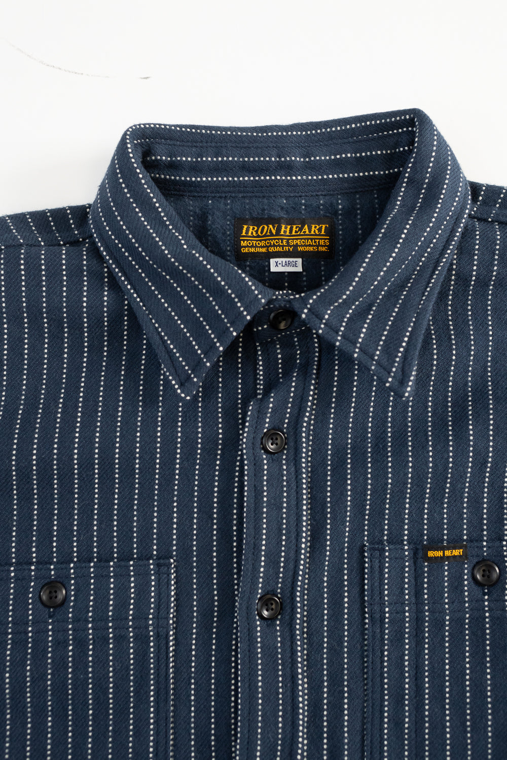 IHSH-402-NVY - 12oz Ultra Heavy Flannel Chalk Stripe Work Shirt - Navy