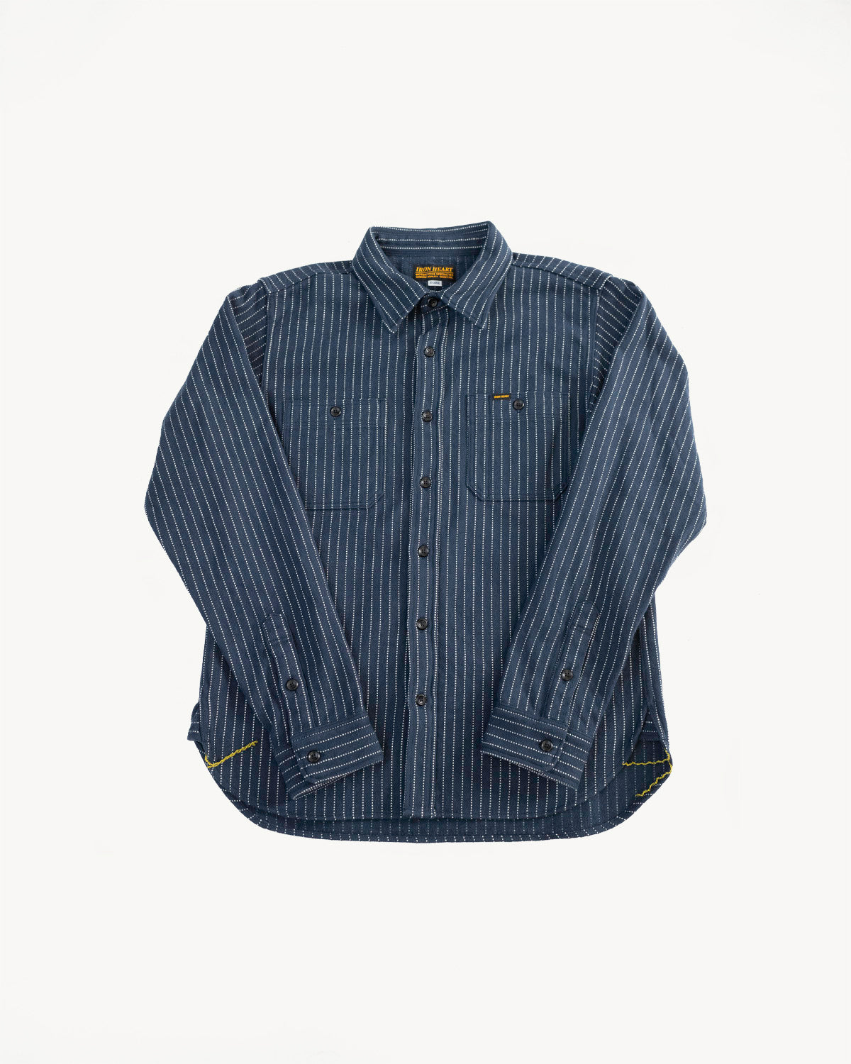 IHSH-402-NVY - 12oz Ultra Heavy Flannel Chalk Stripe Work Shirt - Navy